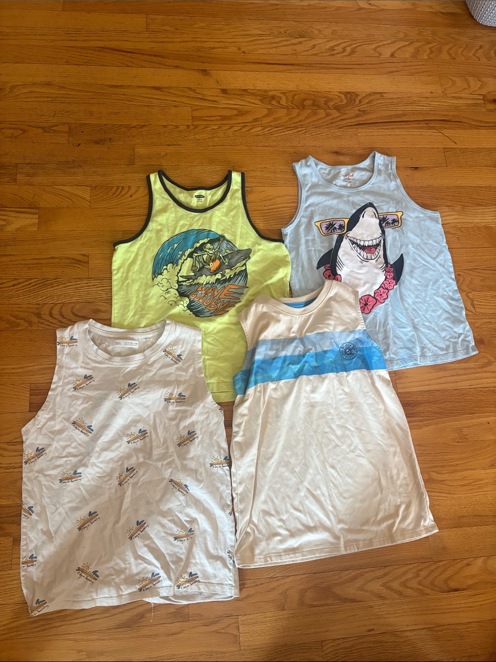 Cat & Jack Kids Tank Top Set — Lime, Light Blue & White Graphic Tanks